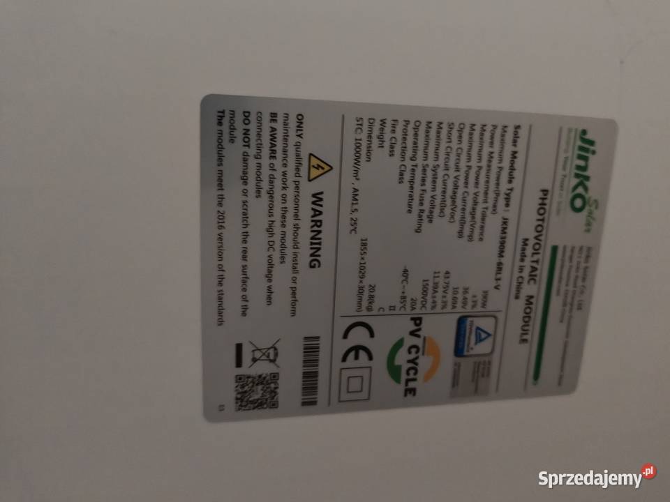 Jinko Solar JKM390M6RL3V o mocy 390 W Panele fotowoltaiczne Swarzędz