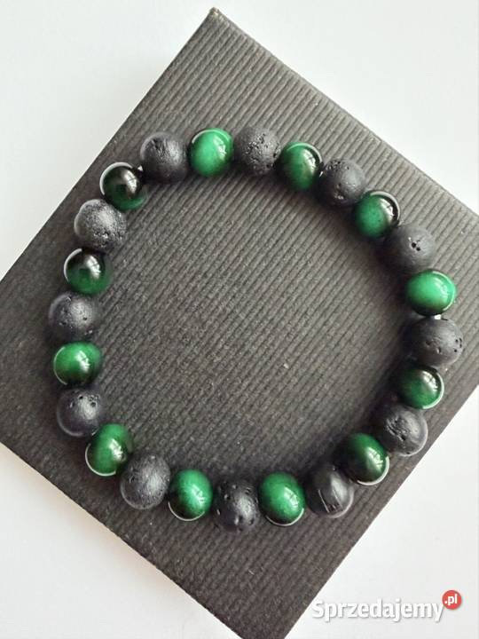Bransoletka z lawy i ceramiki na prezent
