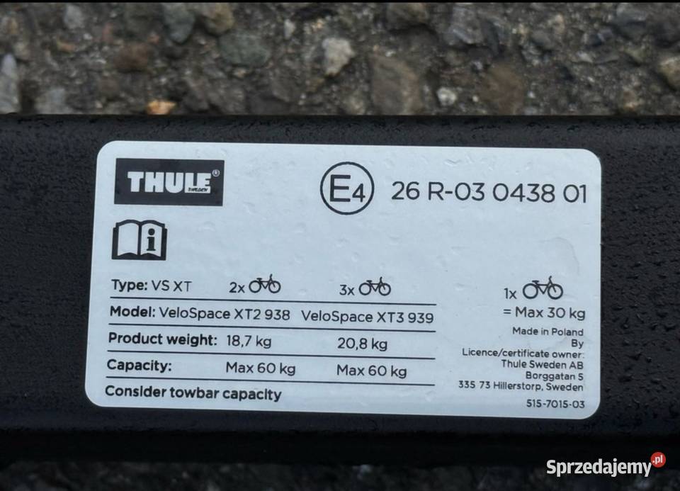 Thule Velospace xt 3 na 4 rowery super stan sprzedam