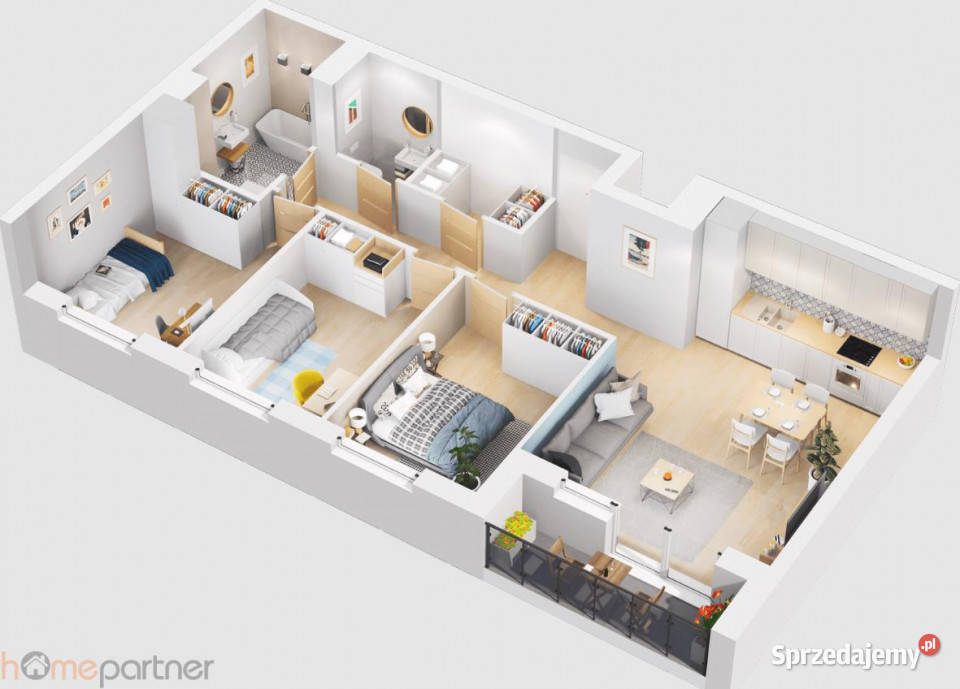 sprzedaży mieszkania 692m2 4 pokoje Wrocław 69.2m2