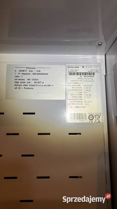 Lodówka IGLOO Radzymin sprzedam