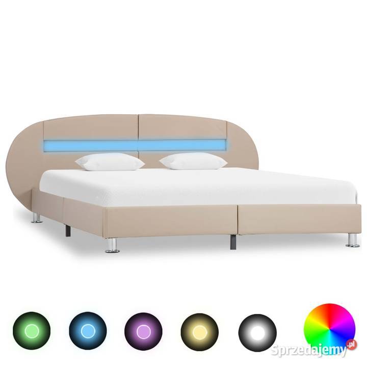 vidaXL Rama łóżka z LED, cappuccino, 285449