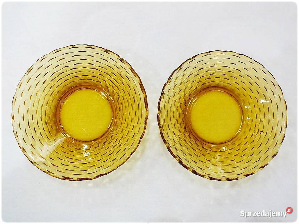 Dwie Salaterki Małe Miseczki Miodowe Huta Szkła Żary