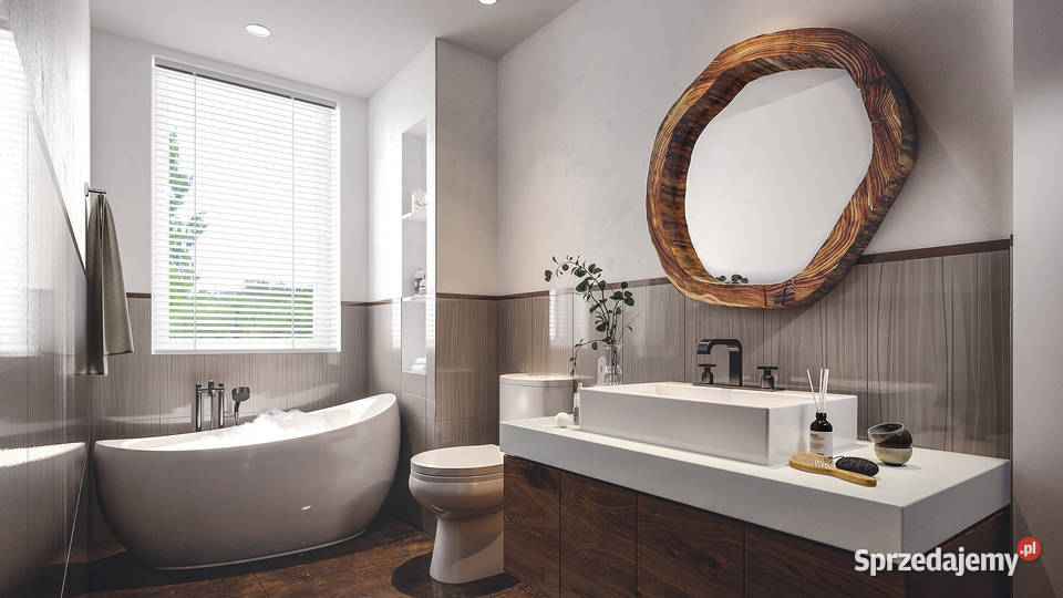 nowoczesna łazienka LUSTRA z drewna Rzeszów