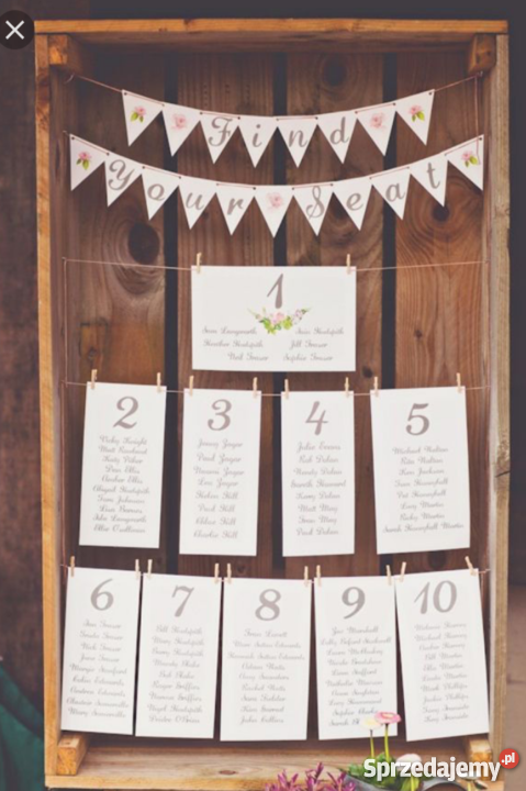 Tablica z rozmieszczeniem gości weselnych Poznań