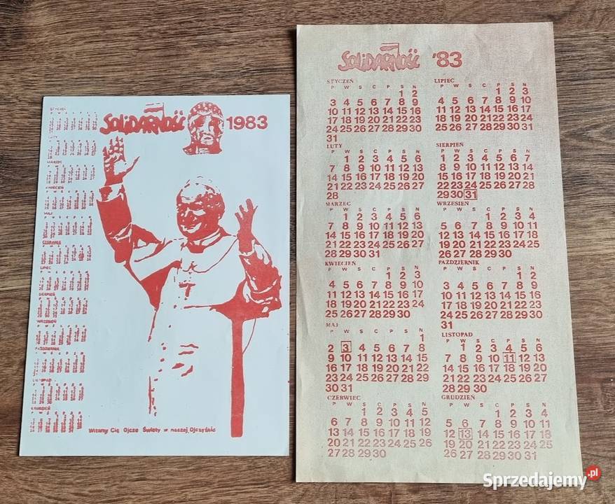 Kalendarz plakat papież Jan Paweł II 1983 Zielona Góra