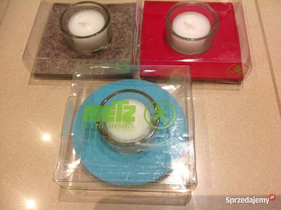 Świeczniki szklane METZ Textil 3 Filc Nowa Sól
