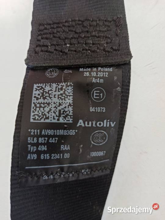 PAS BEZPIECZENSTWA PRAWY TYŁ SKODA YETI