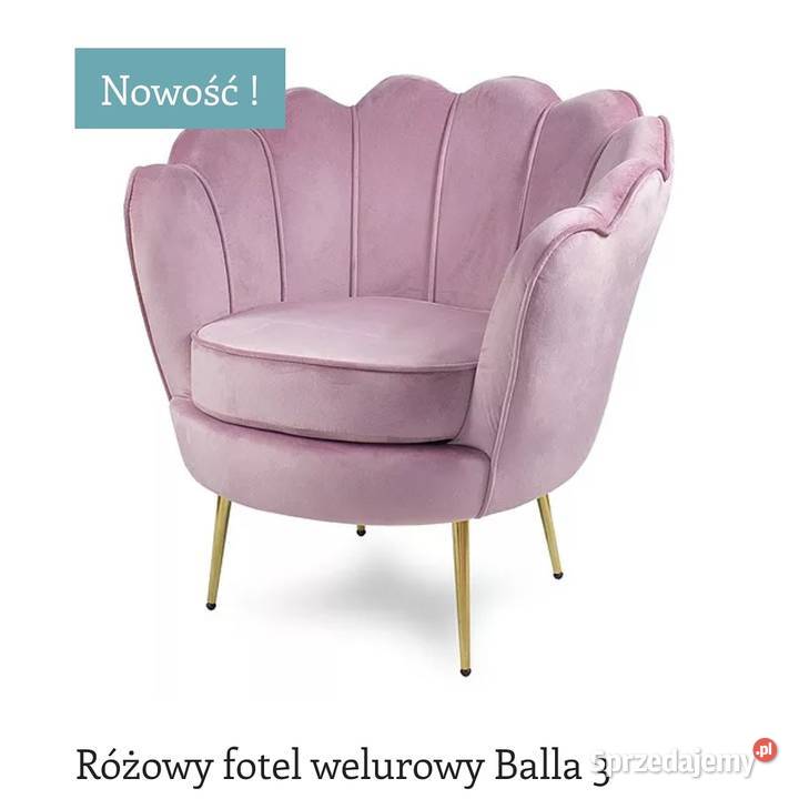 Różowy fotel z weluru Glamour Darmowa dostawa