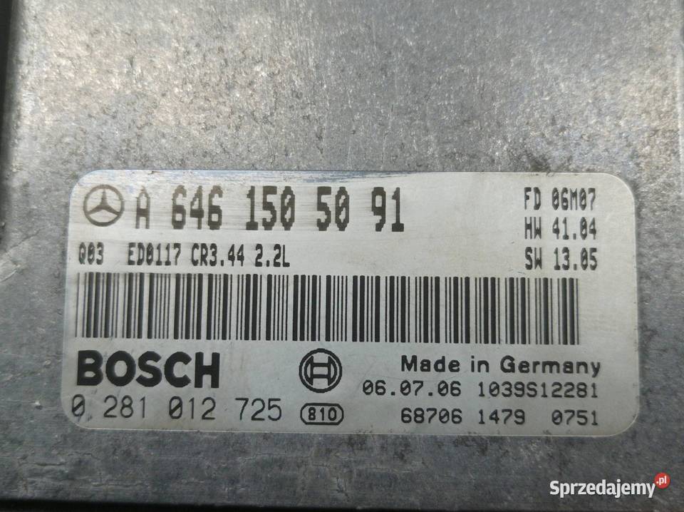 STEROWNIK SILNIKA A6461505091 0281012725 22 D Rok produkcji 2005
