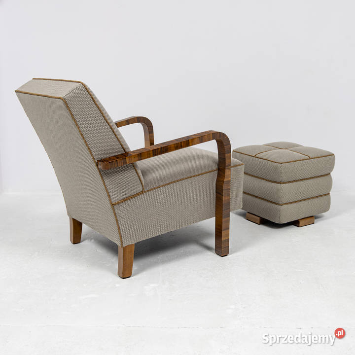 Fotel i puf Art Deco Modernizm lata 3040 Orzech Swarzędz sprzedam