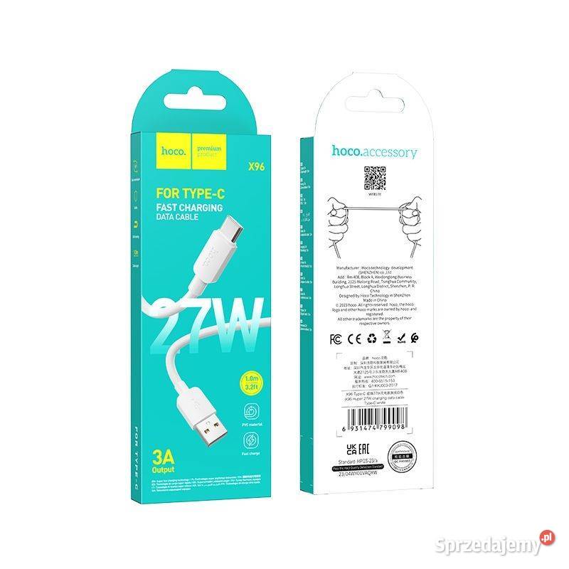 Kabel USB A do Typ C 24A 27W 1 m biały Warszawa