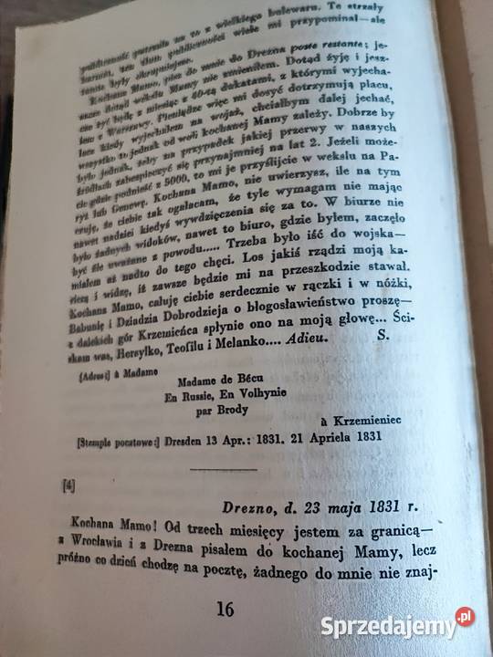 Juliusz Słowacki listy do Matki wydanie z 1949 zachodniopomorskie Drawsko Pomorskie sprzedam