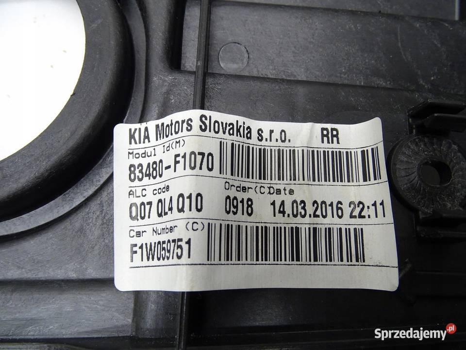 MECHANIZM PODNOŚNIK SZYBY PRAWY TYŁ TYLNY KIA Części samochodowe