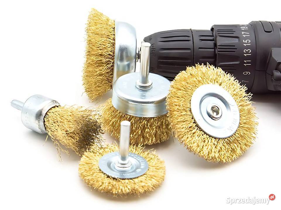 Szczotki druciane z mosiądzu na wkrętarkę zestaw
