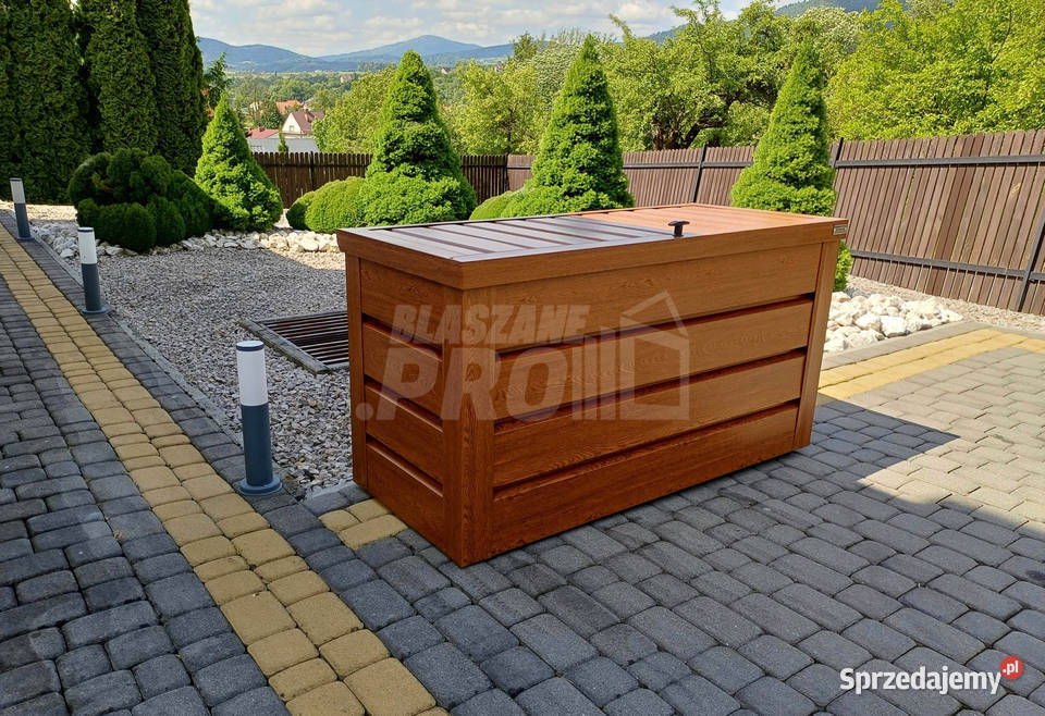 Skrzynia ogrodowa metalowa kufer 150x60x70 złoty Kwidzyn