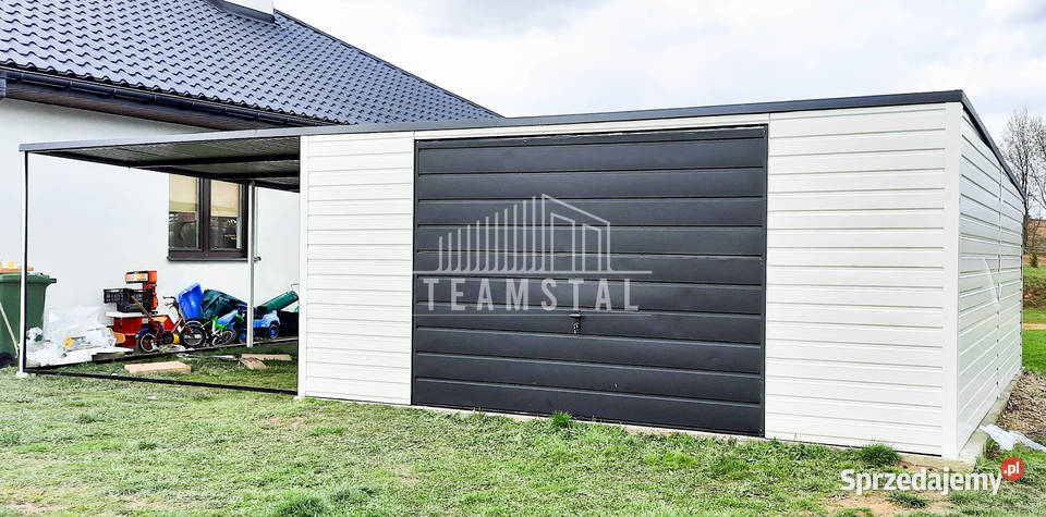 GARAŻ BLASZANY 6m x 6m wiata spad tył Brama małopolskie Wieliczka