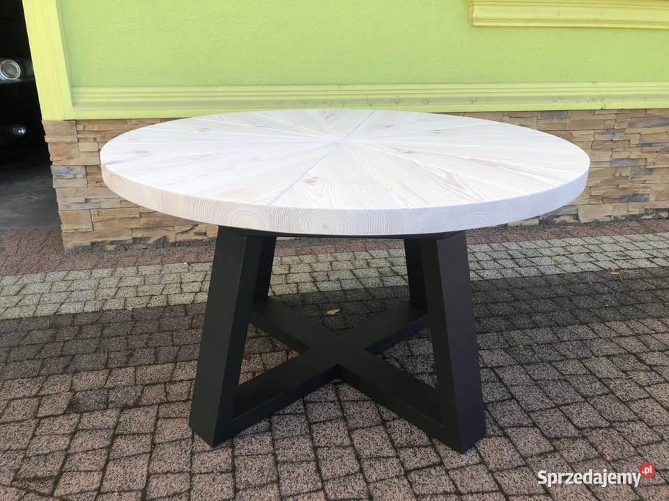 Stół ogrodowy okrągły drewniany 100 110 120 130
