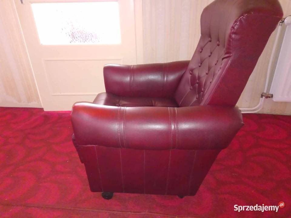 Fotel na kółkach fotele PRL imitacja skórzana 78cm łódzkie Łódź