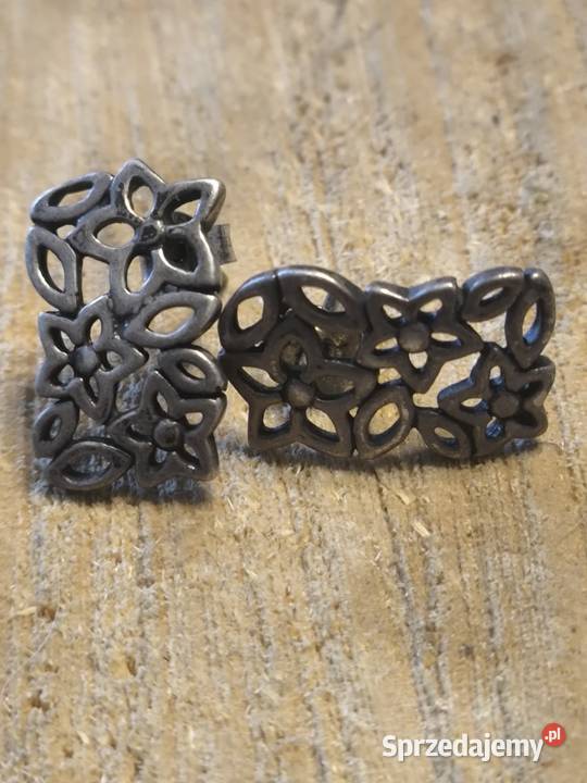 Stare srebrne kolczyki ażur kwiatek vintage srebro Mysłowice sprzedam