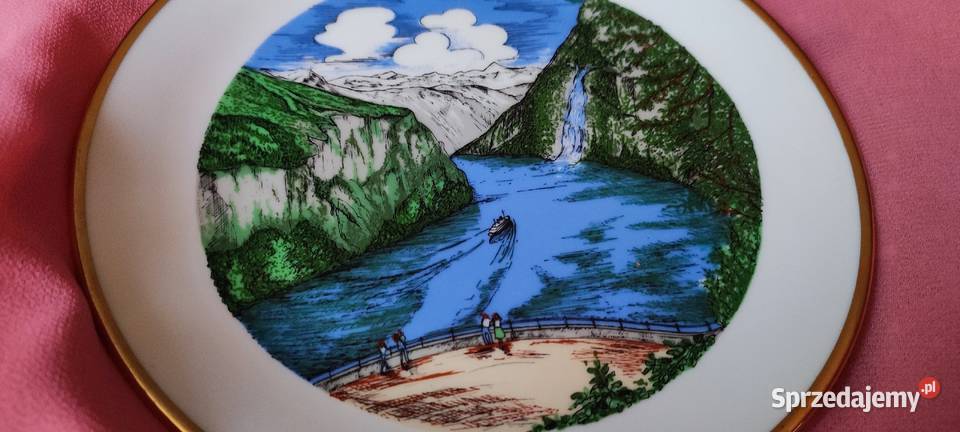 Talerz kolekcjonerski Fiordy porcelana Norwegia Wrocław