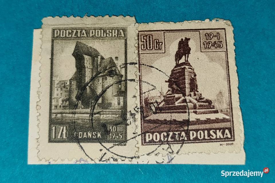 Znaczek Gdańsk i Zabytki Krakowa 1945r Starocia Warszawa sprzedam