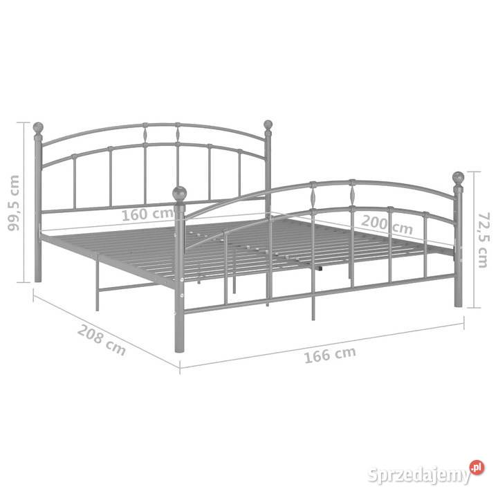 Łóżko Metalowe Szare Rama Łóżka Ze Stelażem 160 99cm