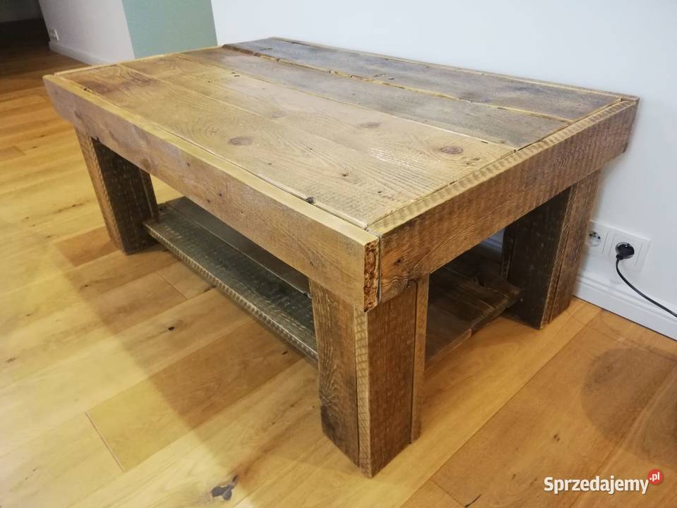 Piękny unikatowy stolik kawowy z odzyskanego łódzkie Łódź