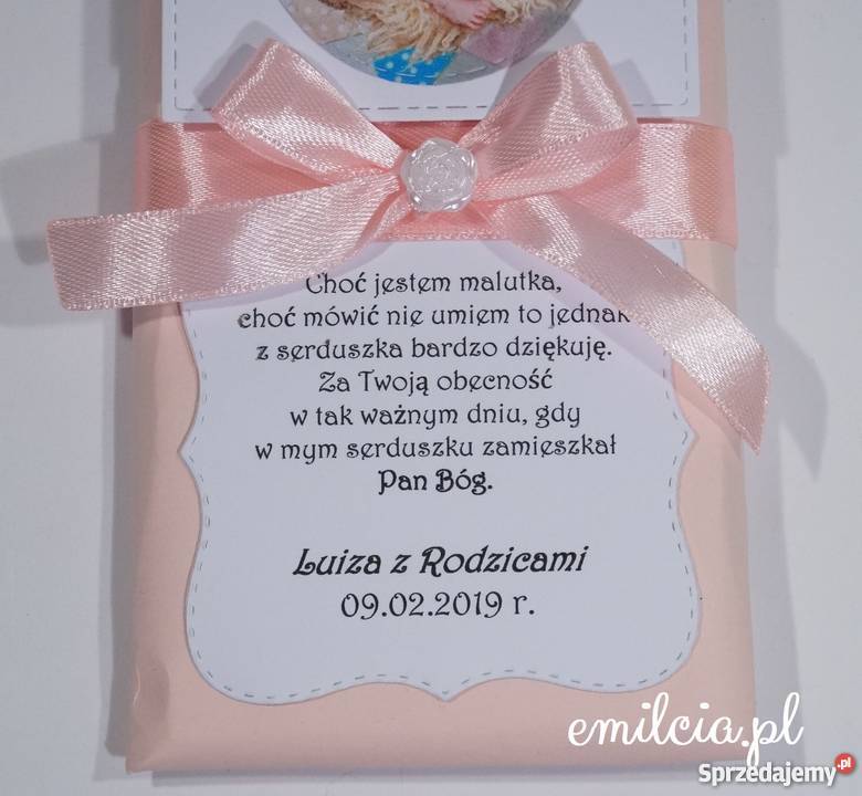 Podziękowanie gości z okazji Ślub Wesele Chrzest Zielona Góra sprzedam