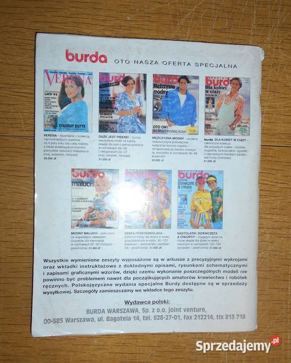 Miesięcznik BURDA 7 Lipiec 1993 Parczew