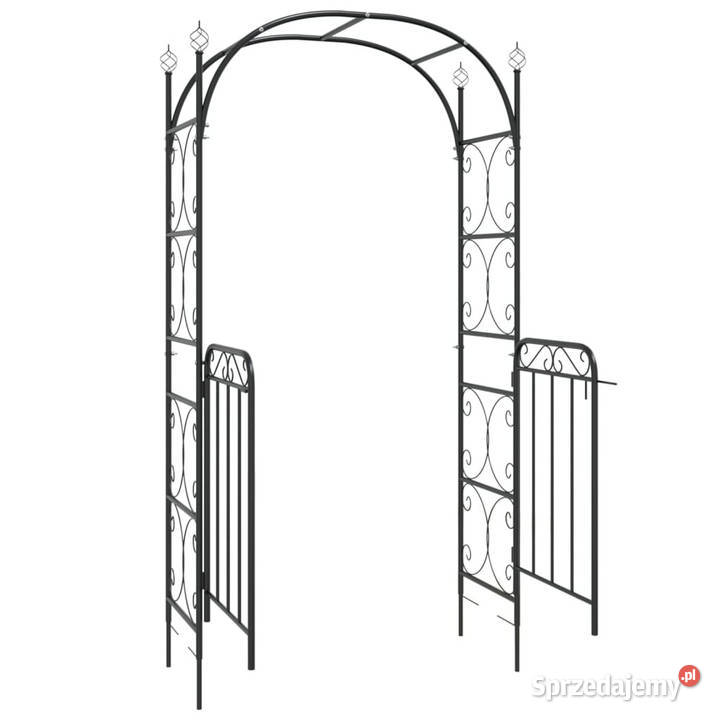 Łuk ogrodowy z furtką czarny 108x45x235 stal
