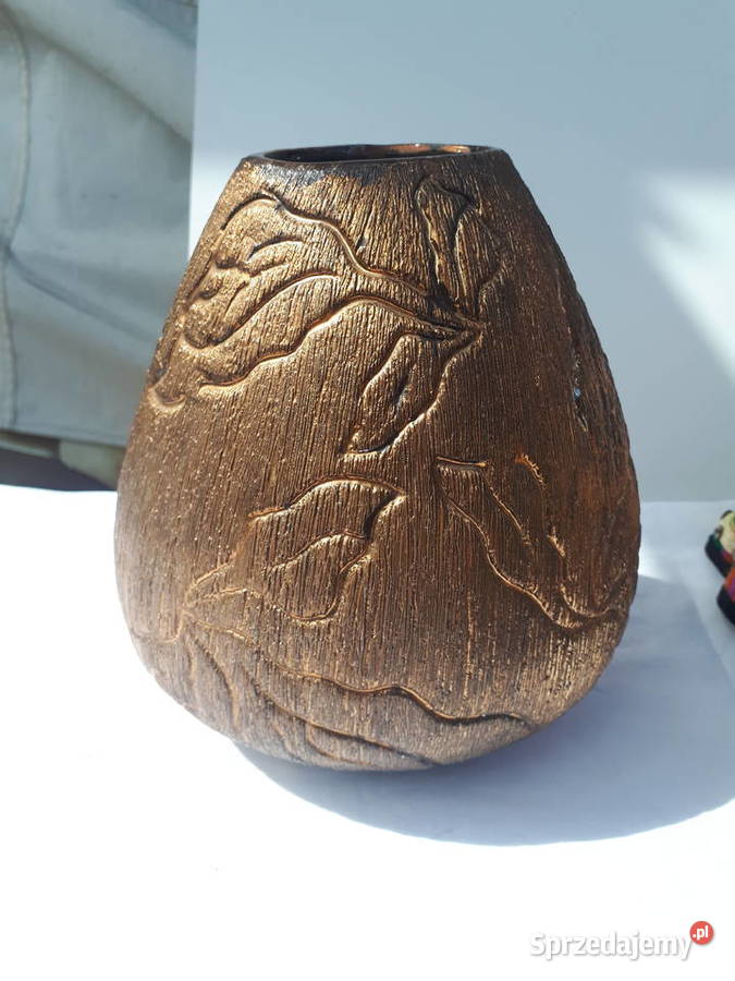 Ceramiczny wazon vintage w kolorze brązu Porcelana i szkło śląskie