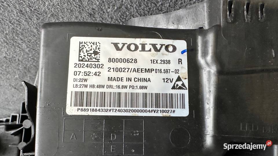 VOLVO EX30 LAMPA PRAWA PRZEDNIA EUROPA 80000628 Gorzów Wielkopolski
