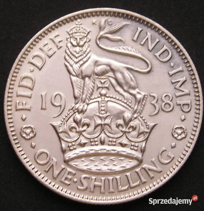 WIELKA BRYTANIA 1 SHILLING 1938 JERZY VI SREBRO Łódź