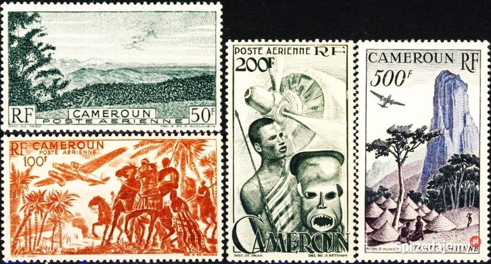 KAMERUN 19471952 POCZTA LOTNICZAkompletna seria Filatelistyka pomorskie Człuchów