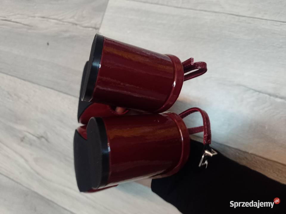 3940 Bordowe czółenka wieczorowe z odkrytą piętą inna Kraków