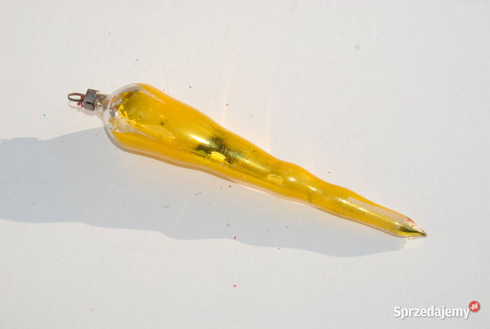 Stara ozdoba choinkowa bombka sopel złoty Cieszyn