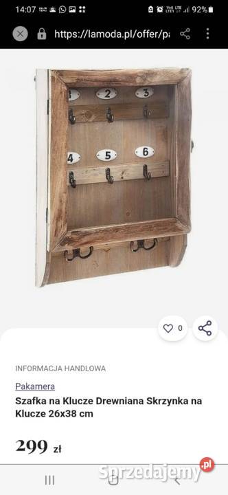 Drewniana Szafka Na Klucze 2628 NOWA Częstochowa sprzedam