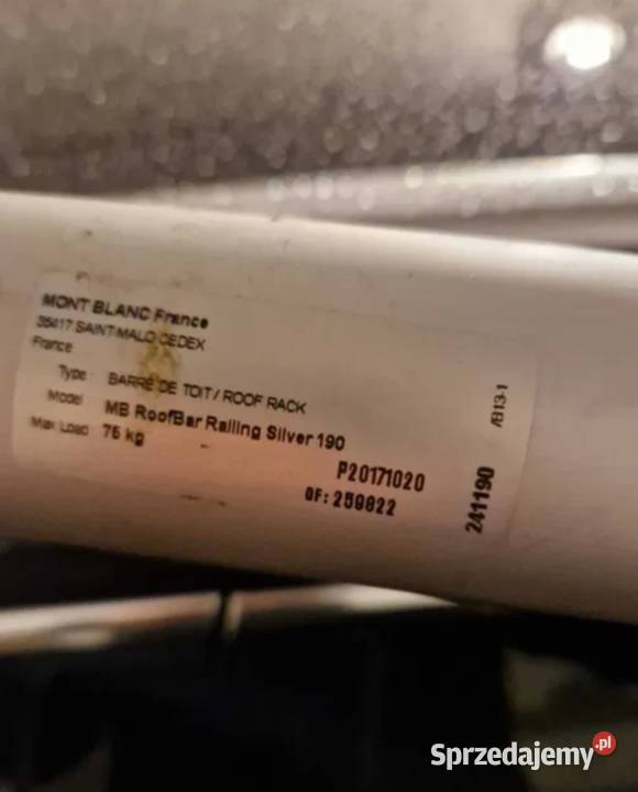 Bagażnik bazowy alu Mont Blanc na reling osobowe Wałbrzych