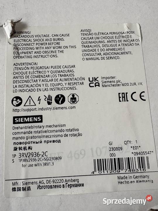Siemens 3RV29362C Napęd drzwiowy