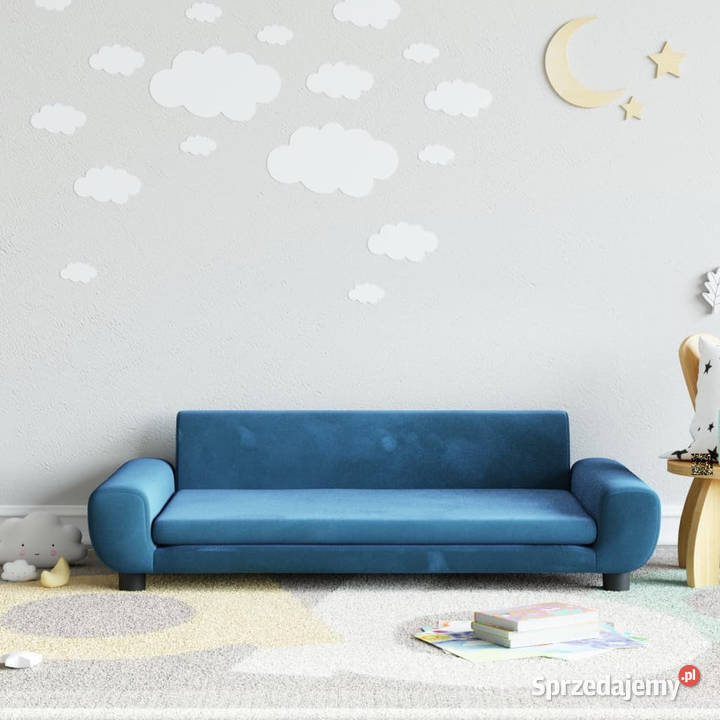 Sofa dzieci niebieska 100x54x33 aksamit mazowieckie Warszawa