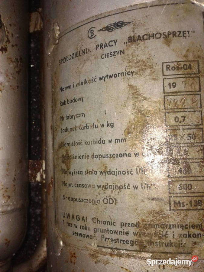 Mala warsztatowa wytwornica acetylenu