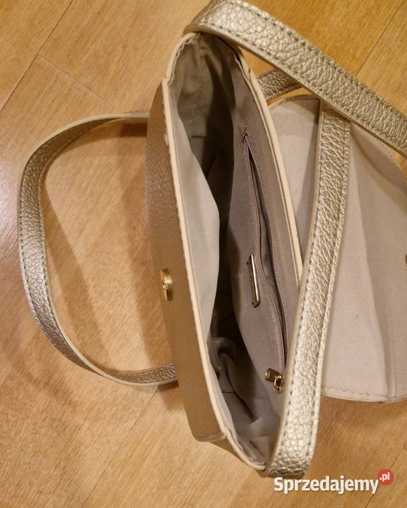 Wizytowa TOREBKA mała złota okrągła ecoskóra