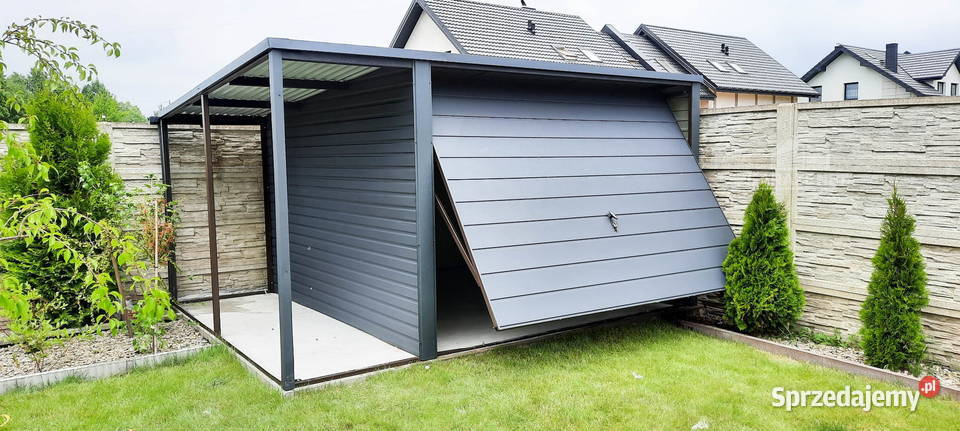 GARAŻ BLASZANY 3m x 5m WIATA 1m SPAD TYŁ BRAMA Łapanów