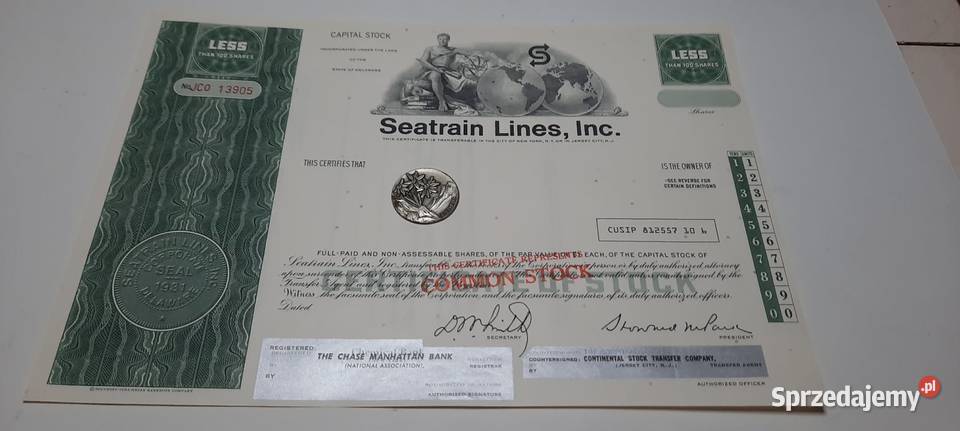 certyfikat akcji usa 4 Warszawa sprzedam