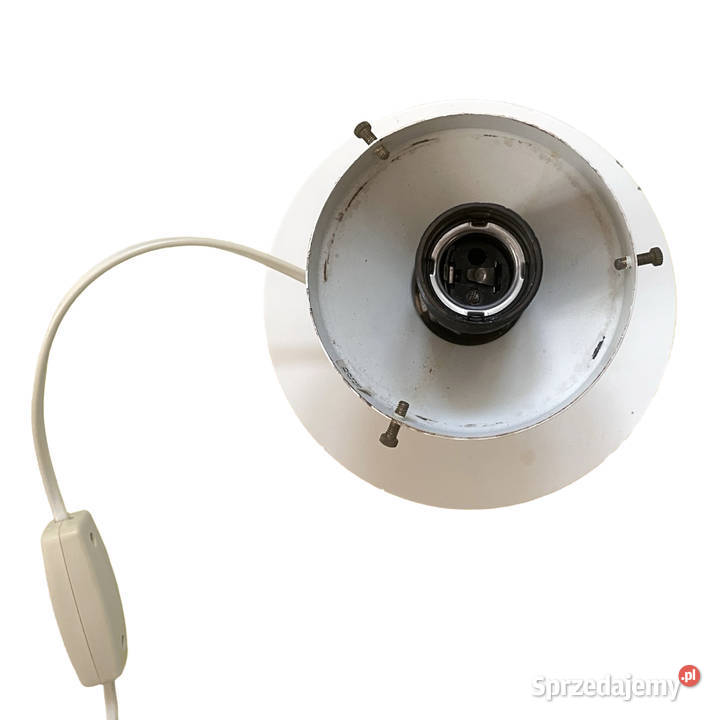 Biała kulista lampa stołowa space age Polska Warszawa