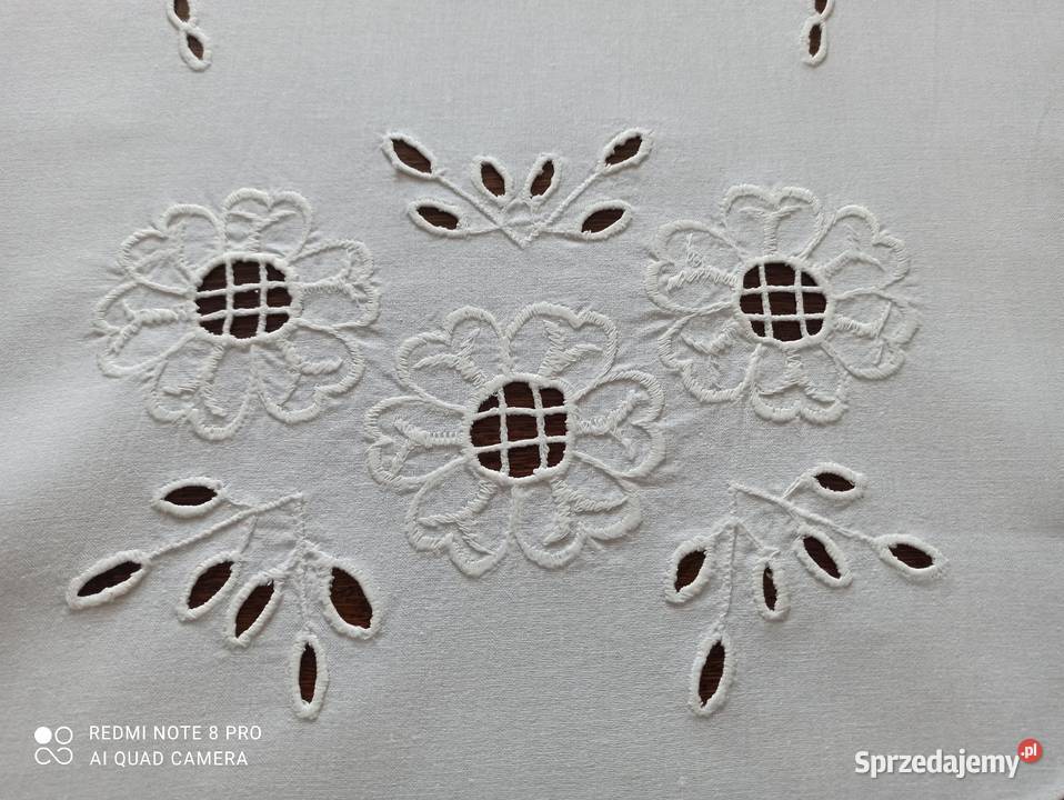 Bieżnik obrus bawełna haft Richelieu PRL Białystok sprzedam