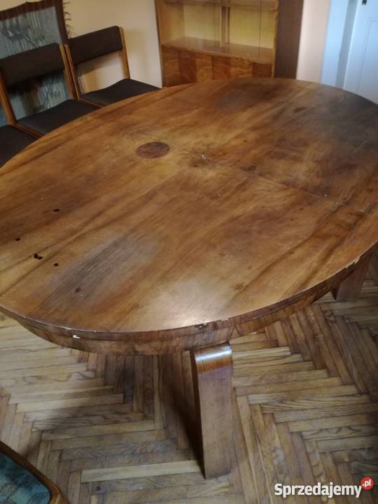 Dębowy okrągły stół rozkładany Art Deco Kraków
