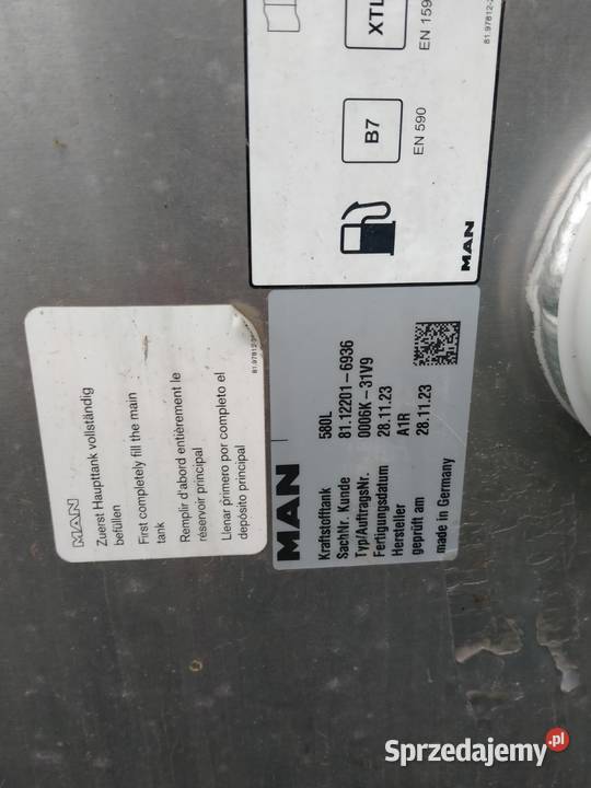MAN TGX TGS EURO 6 ZBIORNIK PALIWA 580L Rok produkcji 2023 Zbiorniki Kargowa