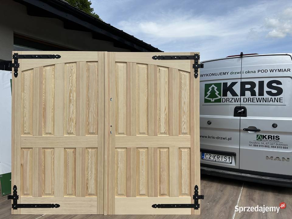 Drzwi brama garażowa drewniane NA KAŻDY WYMIAR Grzybno